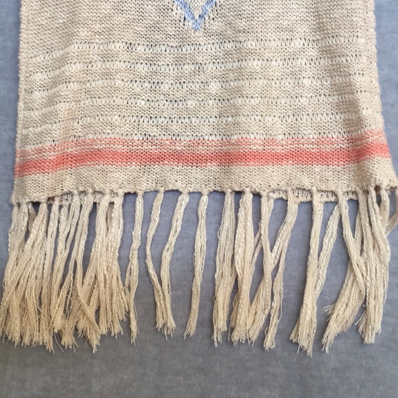 Blu Pepper Boho Retro Crochet Vest w/ Long Fringe Contrasting Diamond Design S - Picture 7 of 12